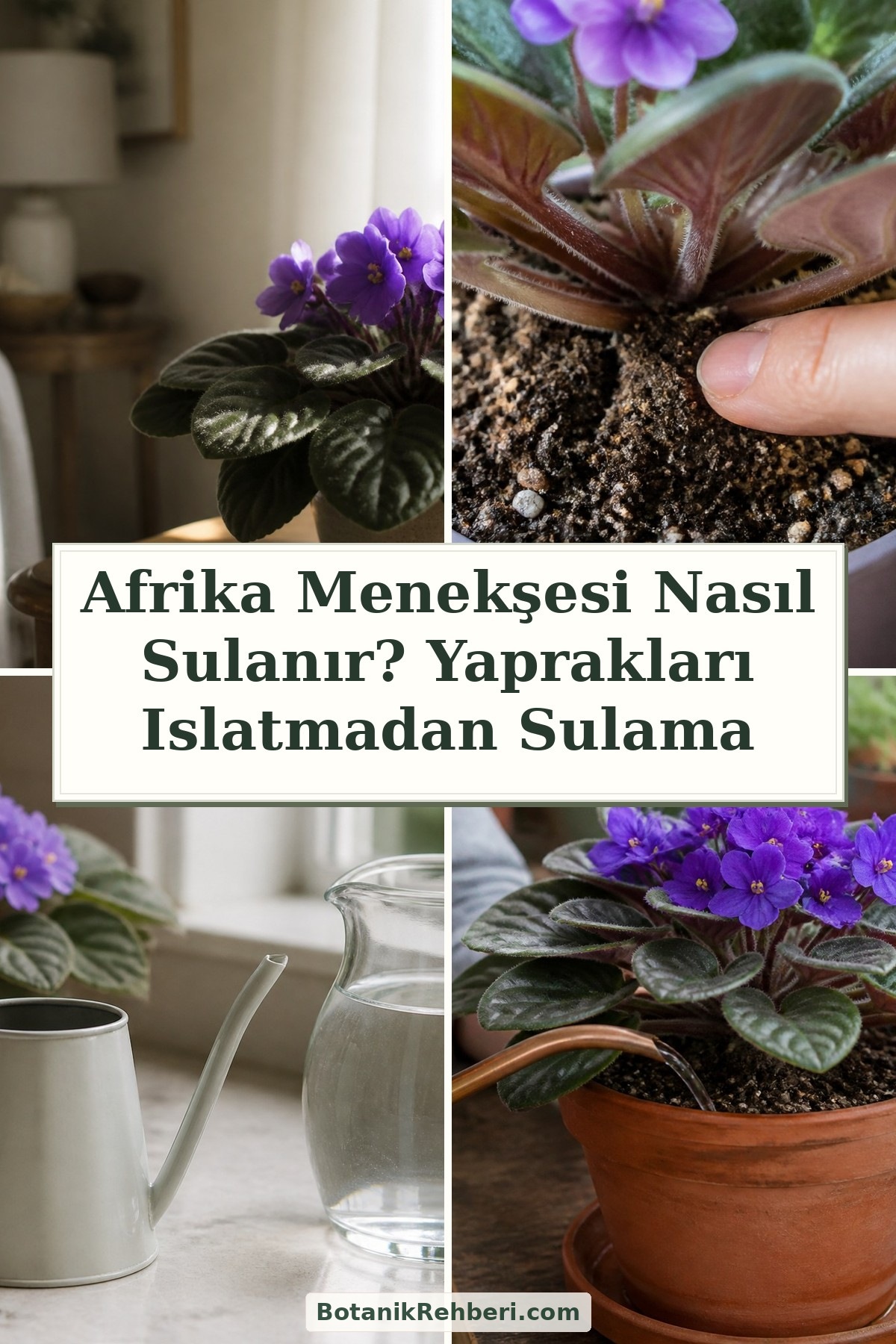 Afrika Menekşesi Nasıl Sulanır? Yaprakları Islatmadan Sulama — dörtlü konu kapağı