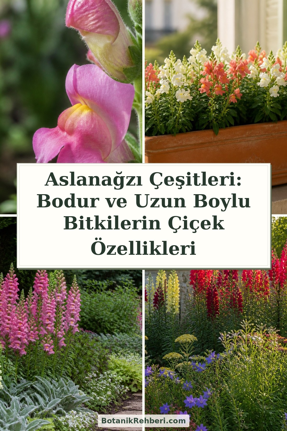 Aslanağzı Çeşitleri: Bodur ve Uzun Boylu Bitkilerin Çiçek Özellikleri — dörtlü konu kapağı