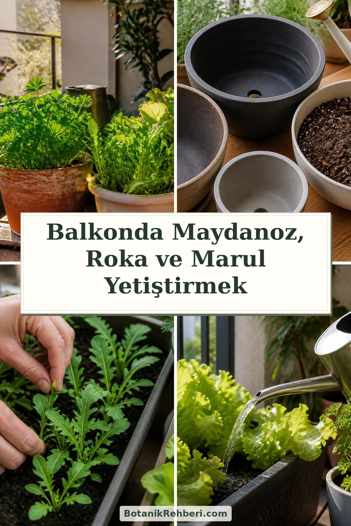 Balkonda Maydanoz, Roka ve Marul Yetiştirmek — dörtlü konu kapağı