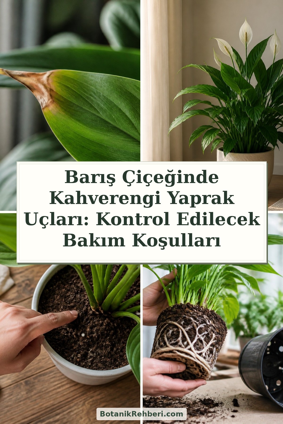 Barış Çiçeğinde Kahverengi Yaprak Uçları: Kontrol Edilecek Bakım Koşulları — dörtlü konu kapağı