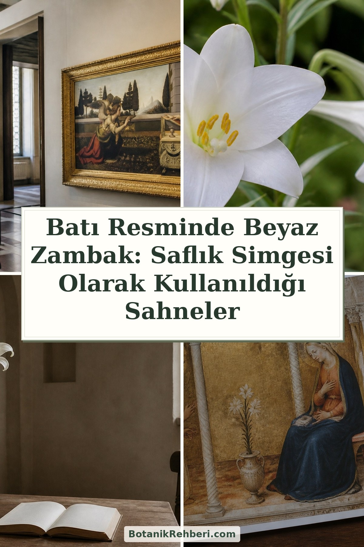 Batı Resminde Beyaz Zambak: Saflık Simgesi Olarak Kullanıldığı Sahneler — dörtlü konu kapağı