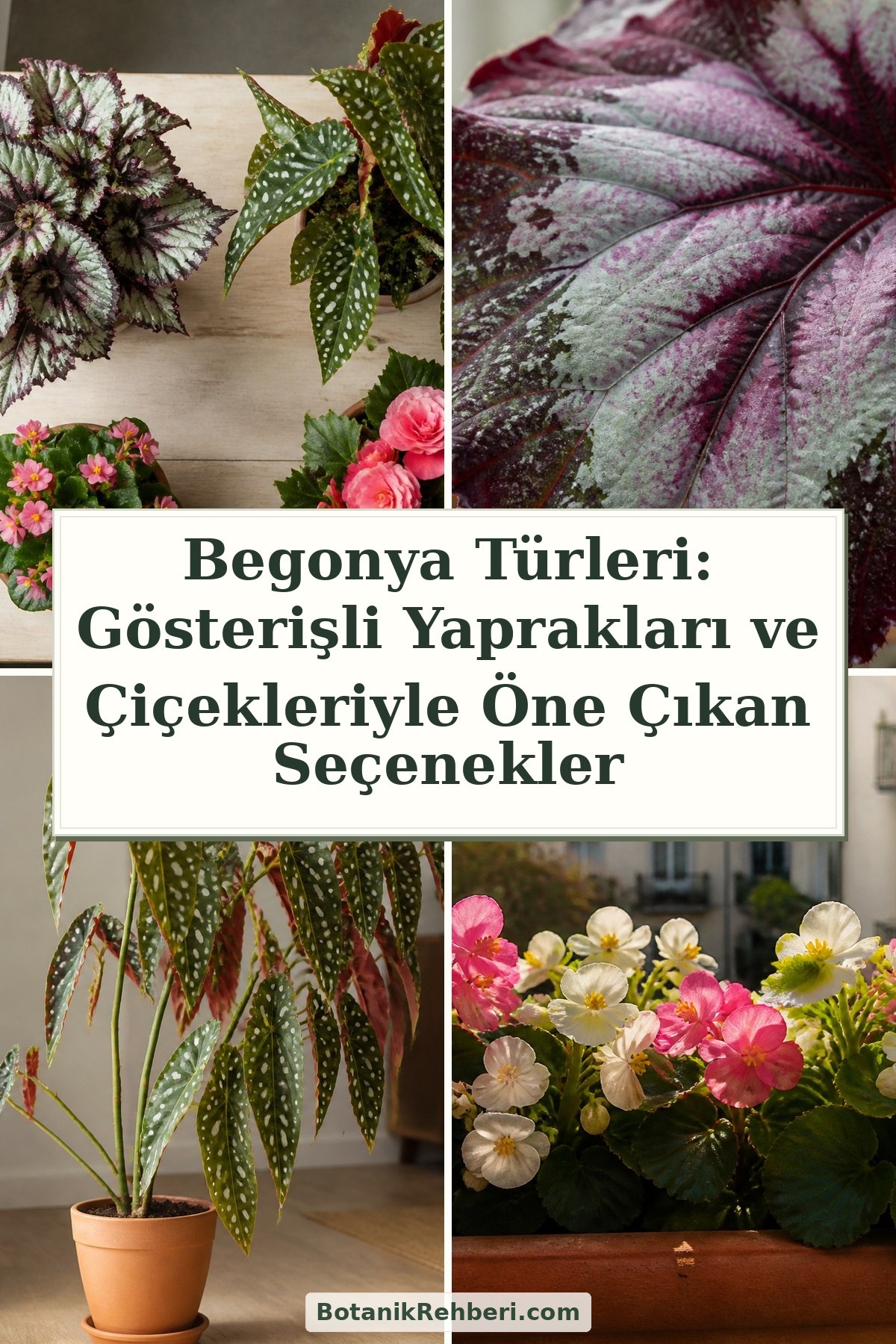 Begonya Türleri: Gösterişli Yaprakları ve Çiçekleriyle Öne Çıkan Seçenekler — dörtlü konu kapağı