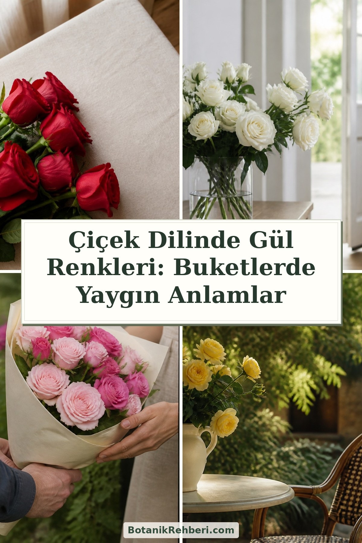 Çiçek Dilinde Gül Renkleri: Buketlerde Yaygın Anlamlar — dörtlü konu kapağı