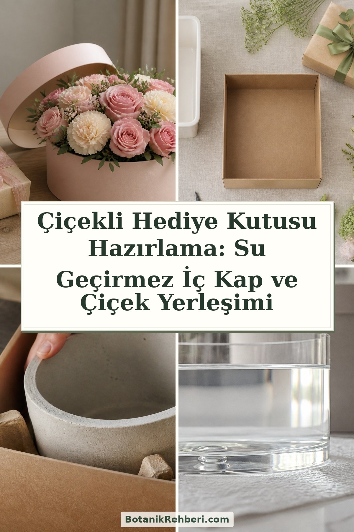Çiçekli Hediye Kutusu Hazırlama: Su Geçirmez İç Kap ve Çiçek Yerleşimi — dörtlü konu kapağı