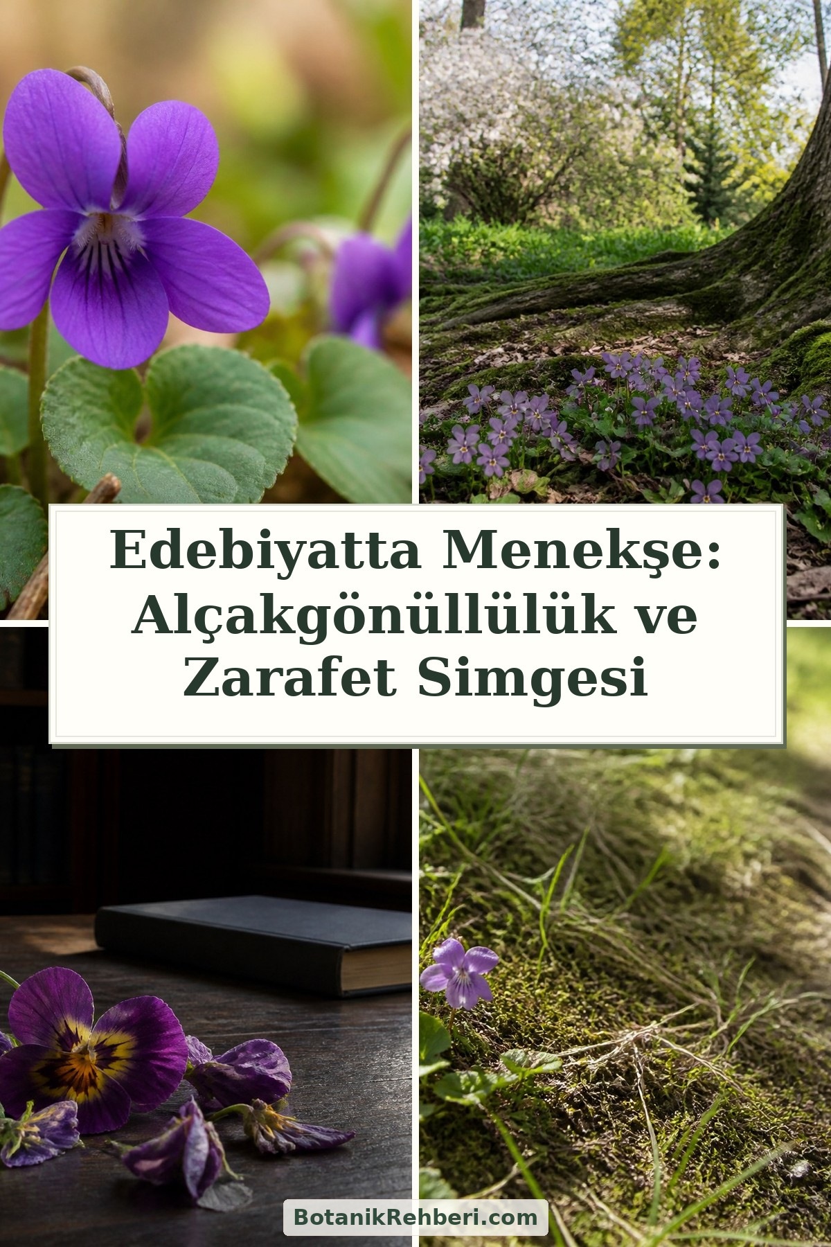 Edebiyatta Menekşe: Alçakgönüllülük ve Zarafet Simgesi — dörtlü konu kapağı