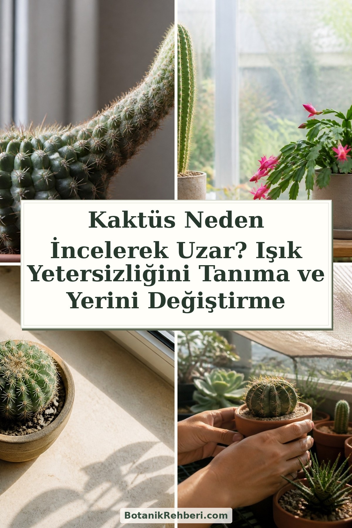 Kaktüs Neden İncelerek Uzar? Işık Yetersizliğini Tanıma ve Yerini Değiştirme — dörtlü konu kapağı
