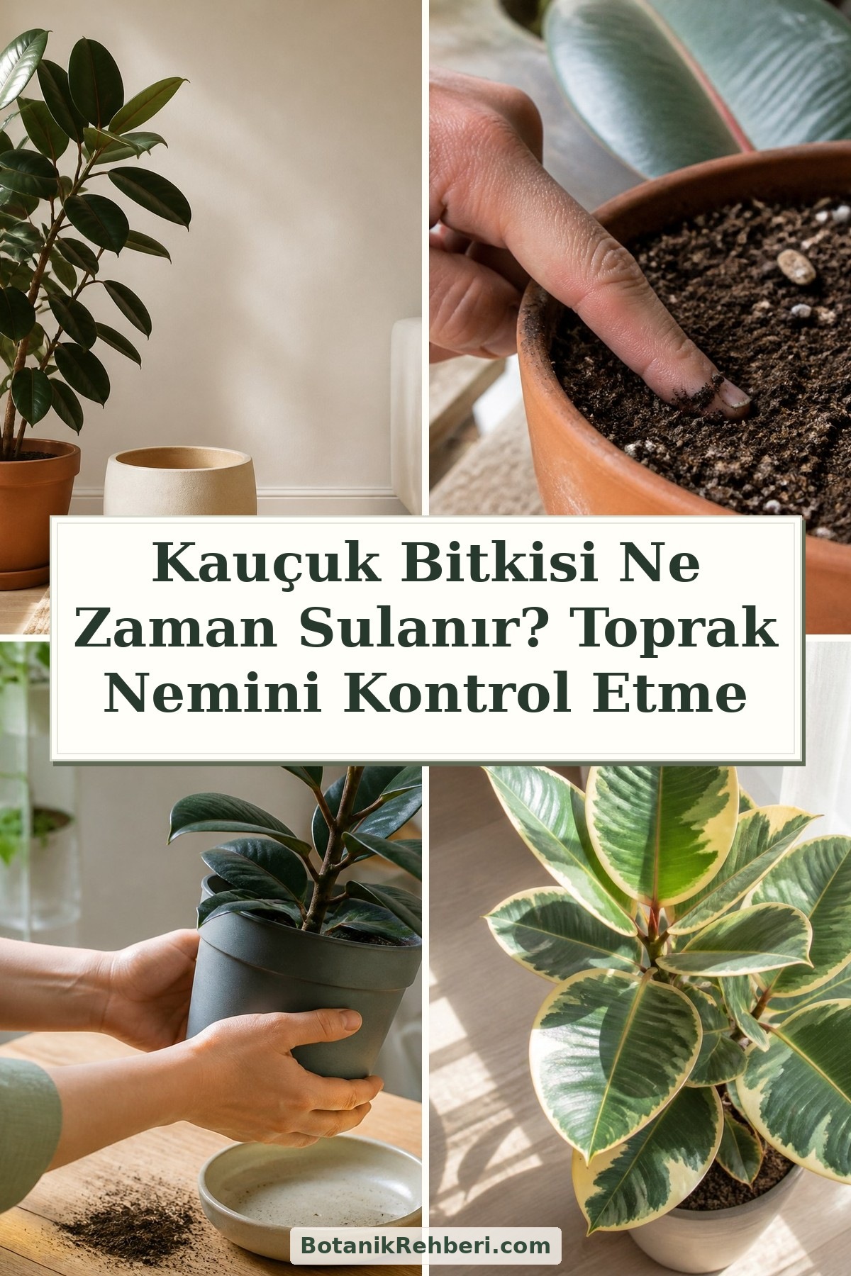 Kauçuk Bitkisi Ne Zaman Sulanır? Toprak Nemini Kontrol Etme — dörtlü konu kapağı