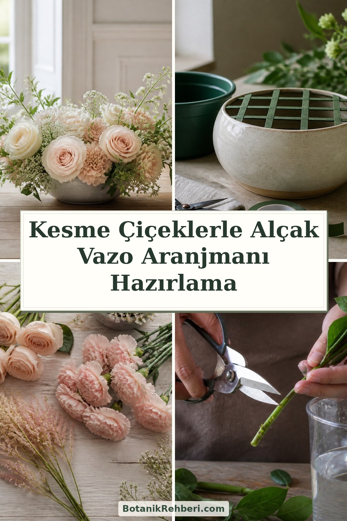 Kesme Çiçeklerle Alçak Vazo Aranjmanı Hazırlama — dörtlü konu kapağı