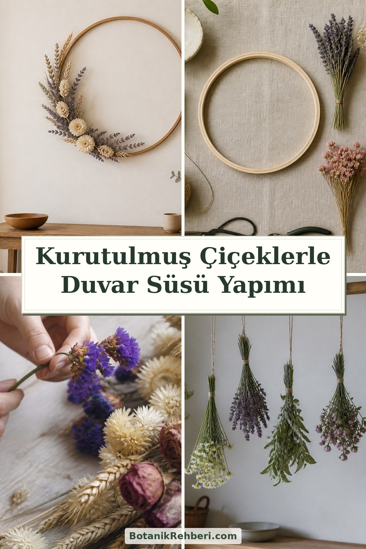 Kurutulmuş Çiçeklerle Duvar Süsü Yapımı — dörtlü konu kapağı