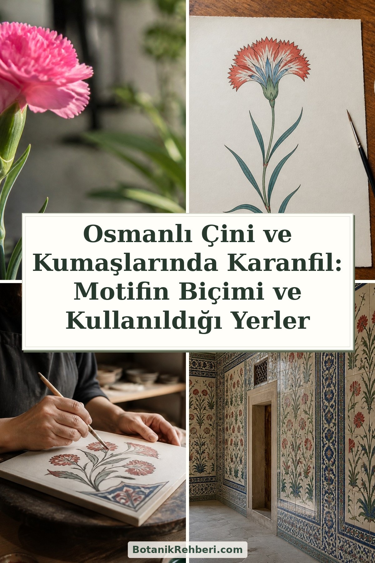 Osmanlı Çini ve Kumaşlarında Karanfil: Motifin Biçimi ve Kullanıldığı Yerler — dörtlü konu kapağı