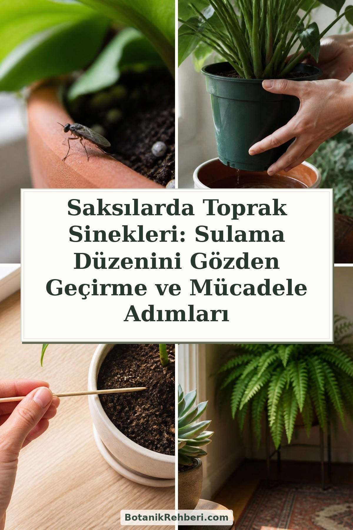 Saksılarda Toprak Sinekleri: Sulama Düzenini Gözden Geçirme ve Mücadele Adımları — dörtlü konu kapağı