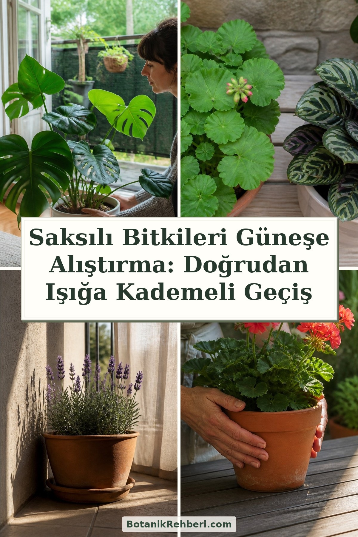 Saksılı Bitkileri Güneşe Alıştırma: Doğrudan Işığa Kademeli Geçiş — dörtlü konu kapağı