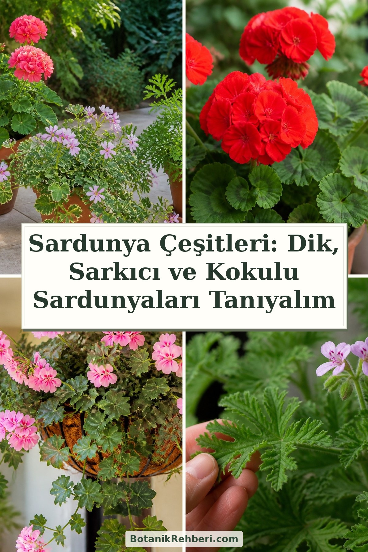 Sardunya Çeşitleri: Dik, Sarkıcı ve Kokulu Sardunyaları Tanıyalım — dörtlü konu kapağı