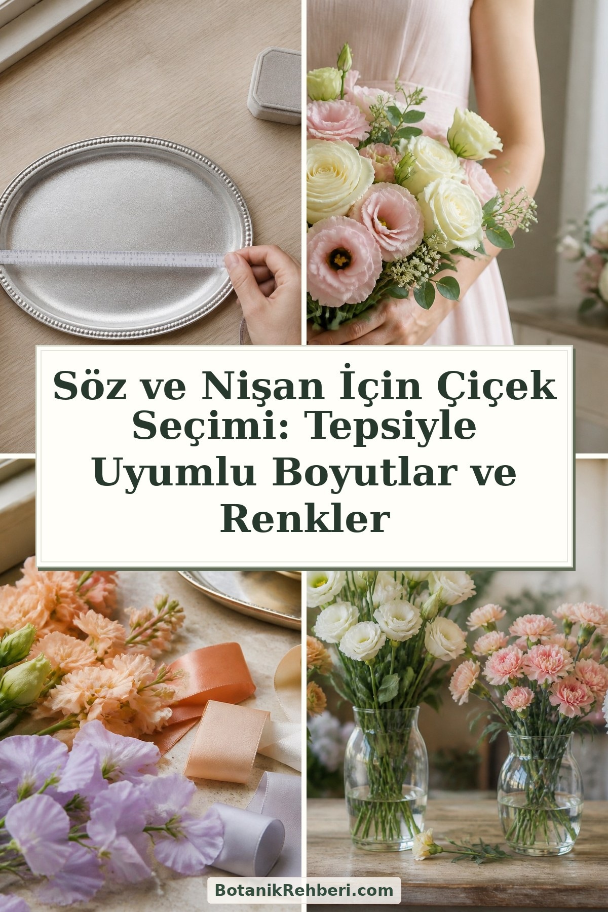 Söz ve Nişan İçin Çiçek Seçimi: Tepsiyle Uyumlu Boyutlar ve Renkler — dörtlü konu kapağı