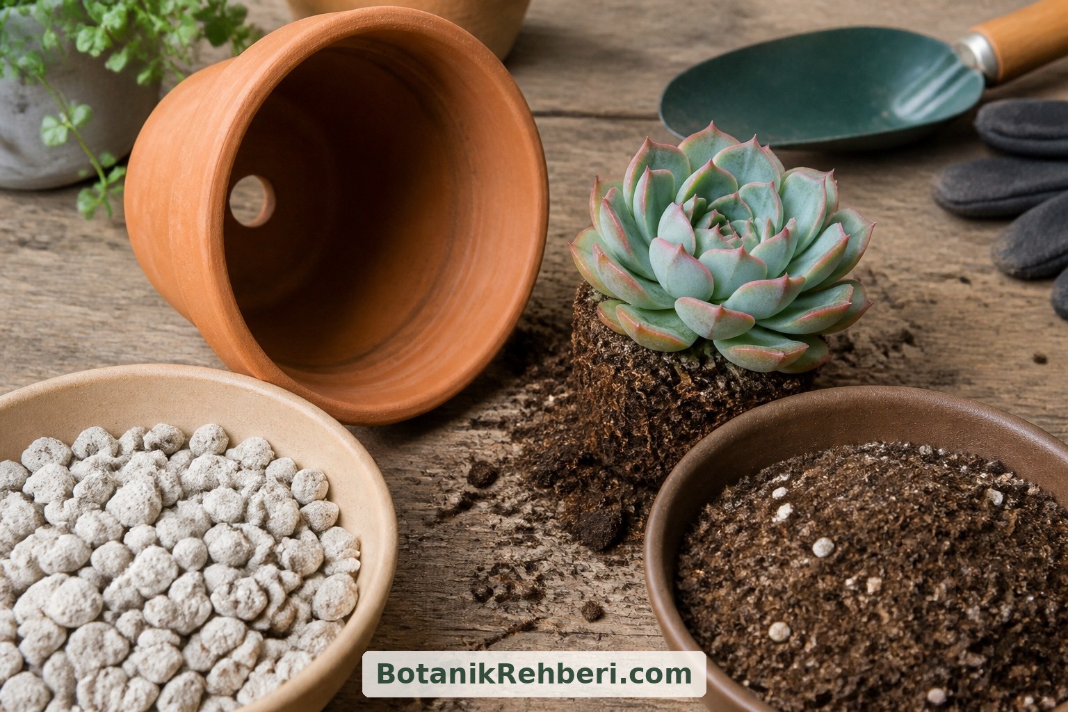 Drenaj deliği ve havadar karışım, fazla suyun uzaklaşmasını destekler. Kullanacağınız mineral malzeme miktarını bitkinin türüne ve ortamın kuruma hızına göre ayarlayın.