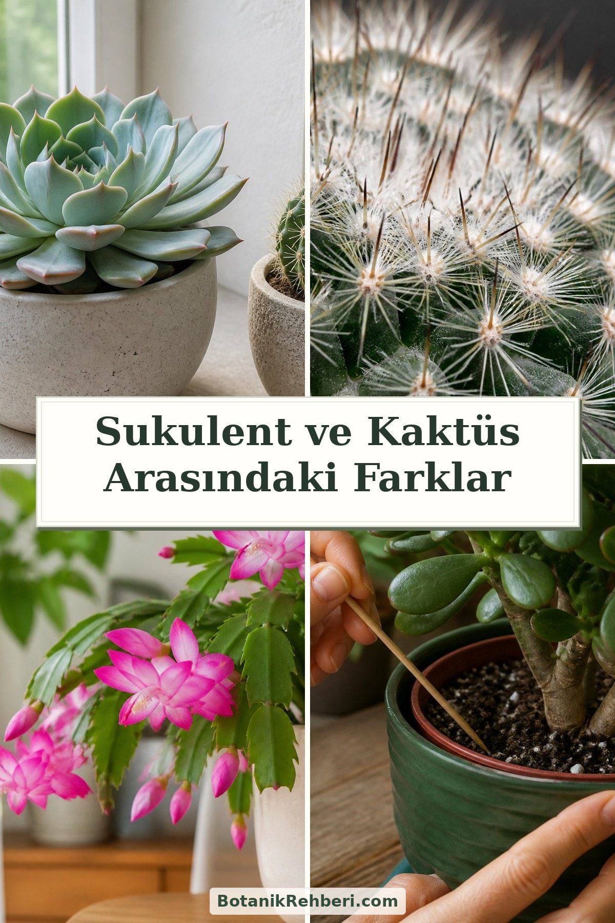 Sukulent ve Kaktüs Arasındaki Farklar — dörtlü konu kapağı