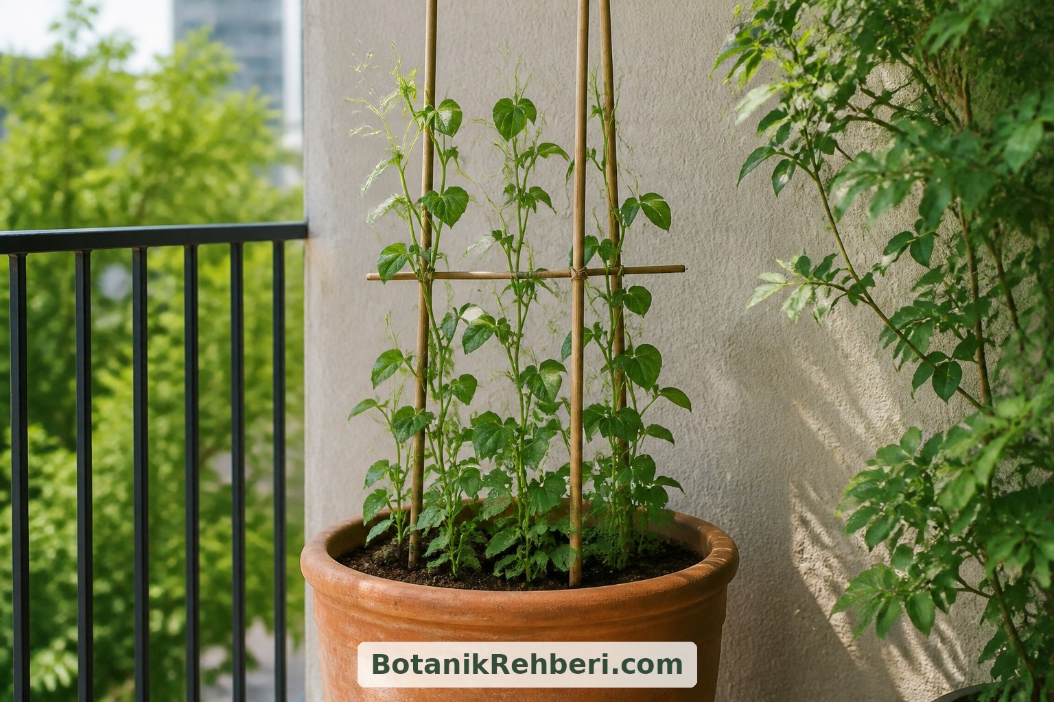 Uzayan Lathyrus odoratus çeşitleri için desteği erken yerleştirin ve köklere alan sağlayan derin bir saksı kullanın. Çok sıcak bölgelerde sabah güneşi alan, öğleden sonra korunan bir konum değerlendirilebilir.