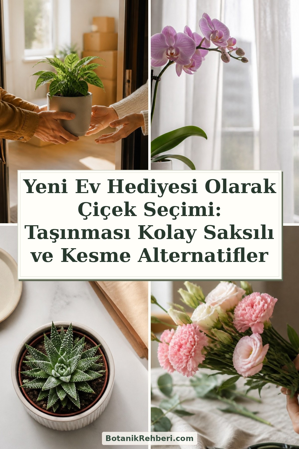 Yeni Ev Hediyesi Olarak Çiçek Seçimi: Taşınması Kolay Saksılı ve Kesme Alternatifler — dörtlü konu kapağı