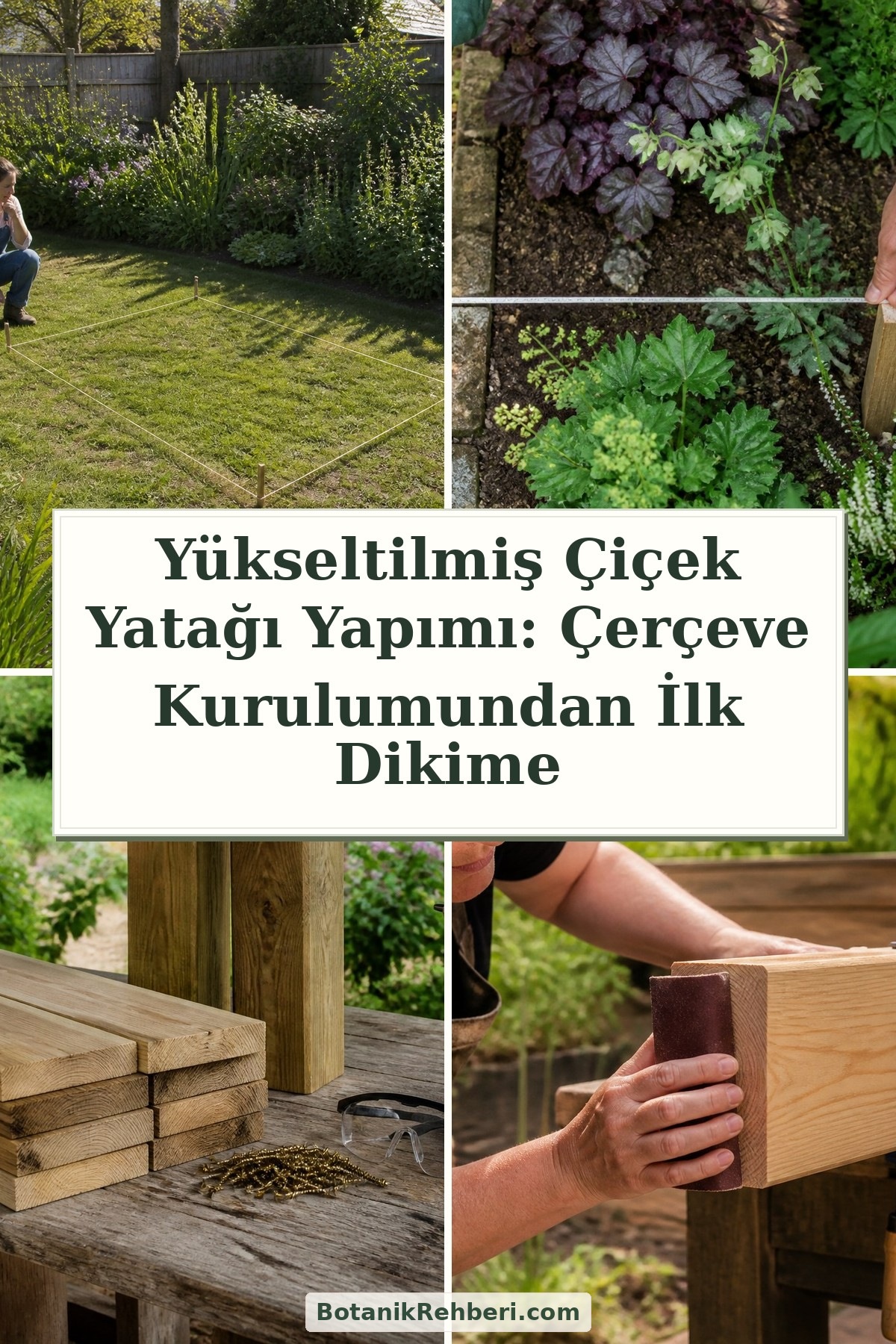 Yükseltilmiş Çiçek Yatağı Yapımı: Çerçeve Kurulumundan İlk Dikime — dörtlü konu kapağı