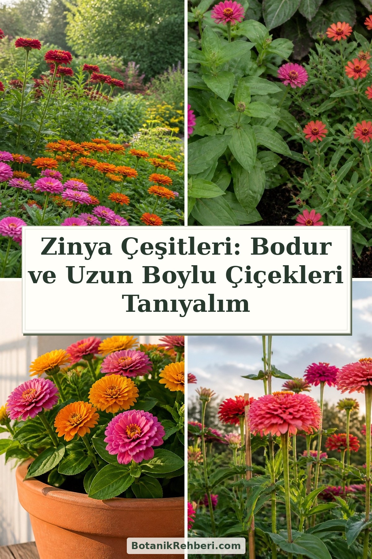 Zinya Çeşitleri: Bodur ve Uzun Boylu Çiçekleri Tanıyalım — dörtlü konu kapağı